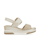 Beige remonte Keilsandaletten D1P50-90 mit einem Klettverschluss. Schuh Innenseite.
