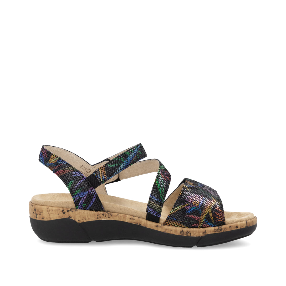 Mehrfarbige remonte Riemchensandalen R6860-91 mit einem Klettverschluss. Schuh Innenseite.