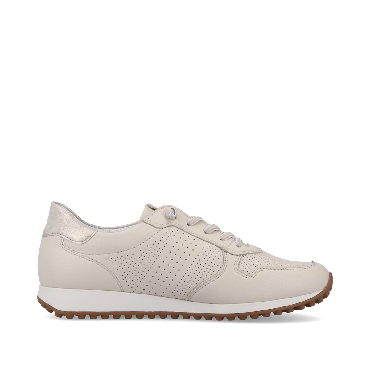 Beige remonte Damen Sneaker Low D3100-60 mit einer Schnürung. Schuh Innenseite.