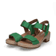 
Smaragdgrüne remonte Damen Riemchensandaletten D0N52-52 mit einem Blockabsatz. Schuhpaar schräg.