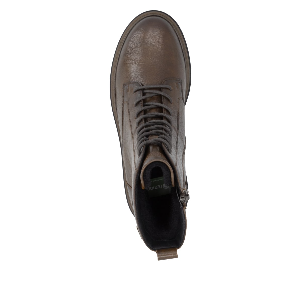 Braune remonte Damen Schnürstiefel D4B73-25 mit wasserabweisender TEX-Membran. Schuh von oben.