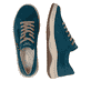 Petrolfarbene remonte Damen Schnürschuhe D3Q00-12. Schuh von oben, liegend.