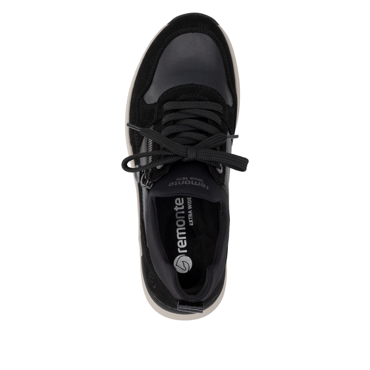 Mocassins remonte noirs femmes D3V01-02 avec fermeture éclair décorative. Chaussure vue de dessus.