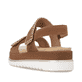 Braune remonte Riemchensandalen D3P50-22 mit handgestickten Nähten. Schuh von hinten.
