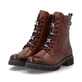 Braune remonte Damen Schnürstiefel D2S73-24 mit wasserabweisender TEX-Membran. Schuhpaar seitlich schräg.