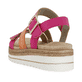 Rosane vegane remonte Riemchensandalen D0Q55-31 mit einem Klettverschluss. Schuh von hinten.