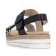 Sandales compensées remonte noires vegan pour femme D0Q62-03. Chaussure vue de l'arrière.