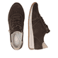 Dunkelbraun-beige remonte Damen Sneaker D0H19-25 mit einem Reißverschluss. Schuh von oben, liegend.
