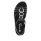 Schwarze vegane remonte Riemchensandalen D2073-02 mit einem Gummizug. Schuh von oben.