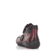 Weinrot-schwarze remonte Damen Schnürstiefel R1477-35 mit einem Reißverschluss. Schuh von hinten.