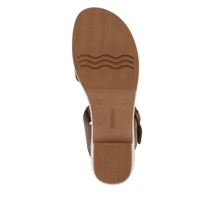 Braune remonte Riemchensandaletten D0N52-25 mit einem Klettverschluss. Schuh Laufsohle.