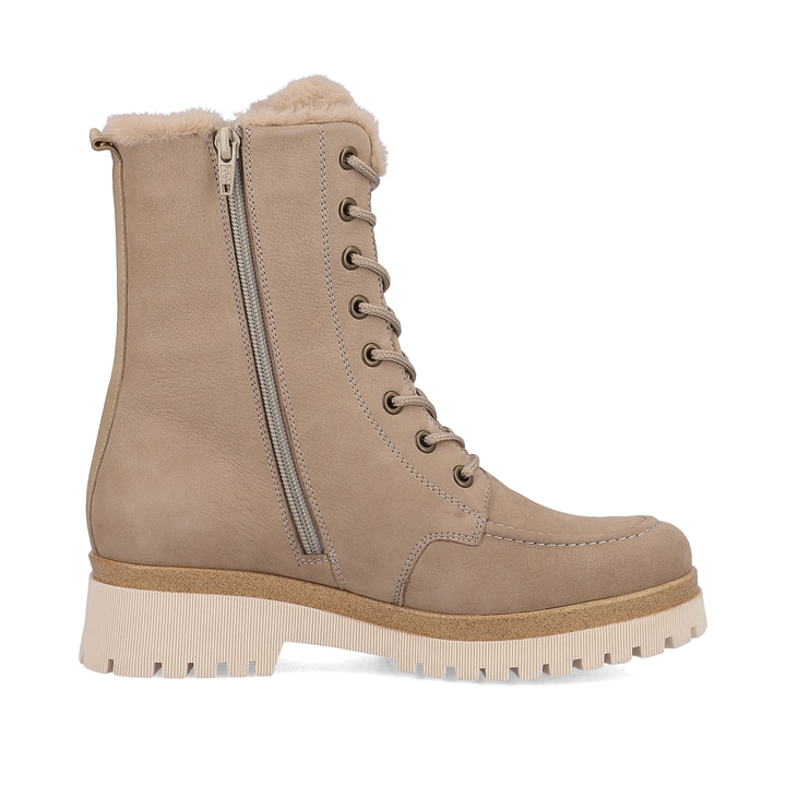 Vanillebeige remonte Damen Schnürstiefel D1B74-60 mit einer dämpfenden Profilsohle. Schuh Innenseite