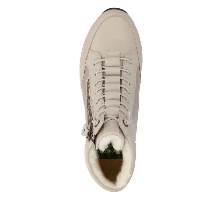 
Sandbeige remonte Damen Schnürstiefel D0T72-60 mit Schnürung und Reißverschluss. Schuh von oben