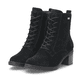 Schwarze remonte Damen Schnürstiefel D2A80-02 mit wasserabweisender TEX-Membran. Schuhpaar seitlich schräg.