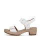 Weiße remonte Riemchensandaletten D0N52-80 mit einem Klettverschluss. Schuh Außenseite.