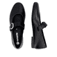 Schwarze remonte Ballerinas D0K14-00 mit einem Klettverschluss. Schuh von oben, liegend.