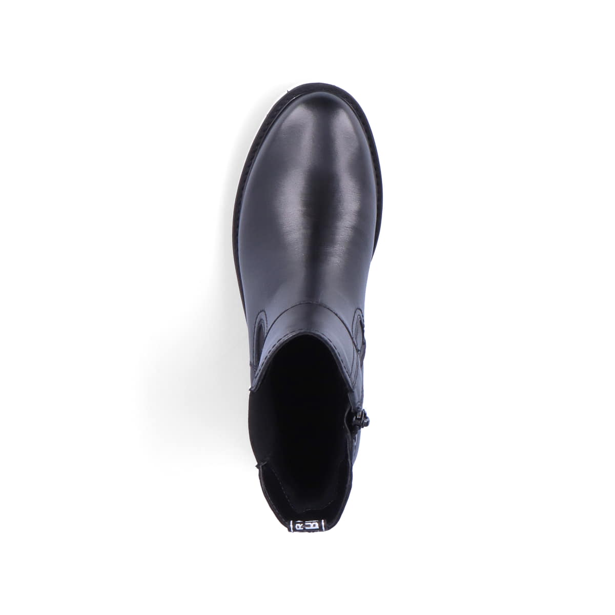 Chelsea Boots remonte noires pour femme D8694-00 avec fermeture éclair. Semelle extérieure de la chaussure.