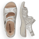 Graue remonte Riemchensandalen D7647-40 mit Klettverschluss sowie Komfortweite G. Schuh von oben, liegend.