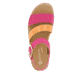 Rosane vegane remonte Riemchensandalen D0Q55-31 mit einem Klettverschluss. Schuh von oben.