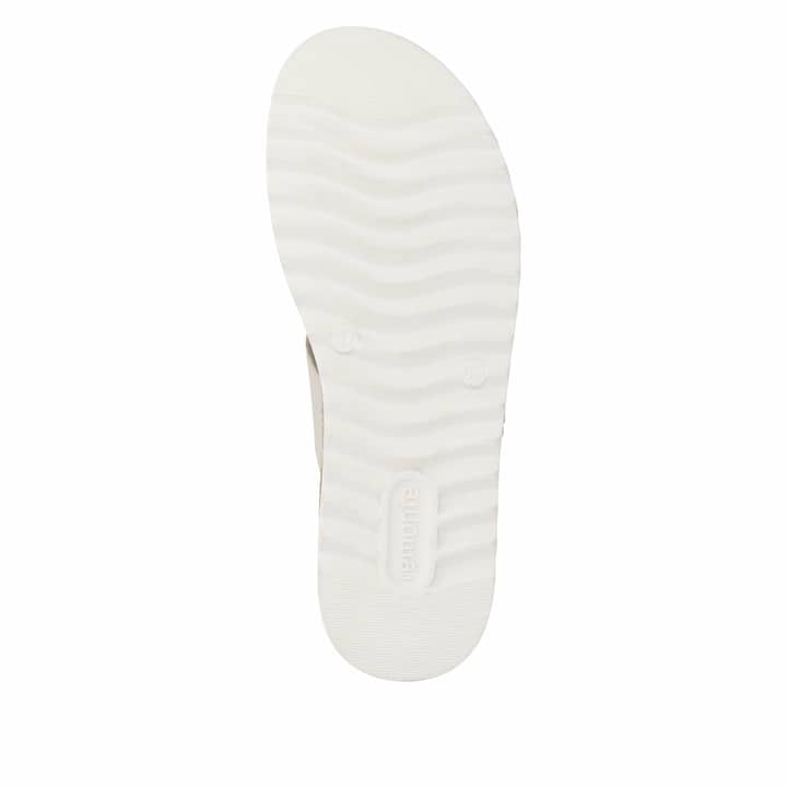 Beige remonte Damen Pantoletten D0Q64-60 mit einem Klettverschluss. Schuh Laufsohle.