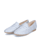 
Jeansblaue remonte Damen Loafers D0K02-12 mit Elastikeinsatz sowie einer Profilsohle. Schuhpaar schräg.