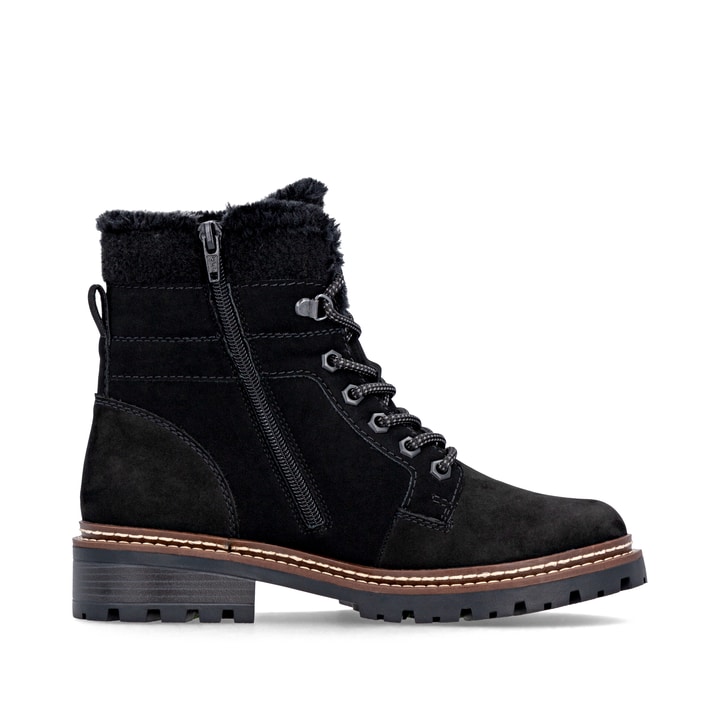 Schwarze remonte Damen Schnürstiefel D0B81-00 mit wasserabweisender TEX-Membran. Schuh Innenseite.
