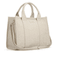 Sac à main remonte Q0766-90 beige avec tissu tressé et fermeture éclair. Côté gauche.