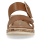 Braune remonte Damen Pantoletten D3068-24 mit einem Klettverschluss. Schuh von vorne.