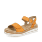 Orangene remonte Damen Riemchensandalen D0Q52-38 mit einem Klettverschluss. Schuh seitlich schräg.