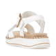 Weiße remonte Riemchensandalen D3J52-80 mit trendiger Schnalle. Schuh von hinten.