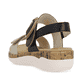 Stahlschwarze remonte Damen Riemchensandalen R6853-02 mit einem Klettverschluss. Schuh von hinten.