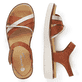 
Karamellbraune remonte Damen Riemchensandalen D2058-24 mit einer Profilsohle. Schuhpaar von oben.