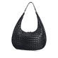 Sac à main remonte Q0774-00 noir tressé et avec compartiment zippé. Arrière.