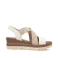 Beige remonte Keilsandaletten D2L54-60 mit Gummizug sowie weicher Innensohle. Schuh Innenseite.