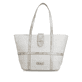 Cabas remonte Q0764-80 blanc avec accents métalliques et fermeture éclair. Devant.