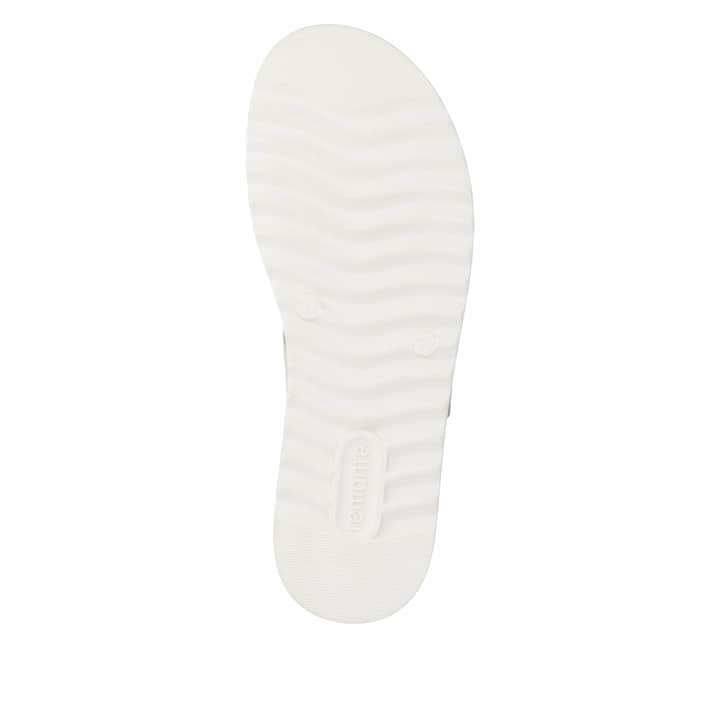 Beige remonte Keilsandaletten D0Q59-61 mit einem Klettverschluss. Schuh Laufsohle.