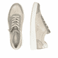 Goldene vegane remonte Damen Sneaker D2E05-60 mit einem Reißverschluss. Schuh von oben, liegend.
