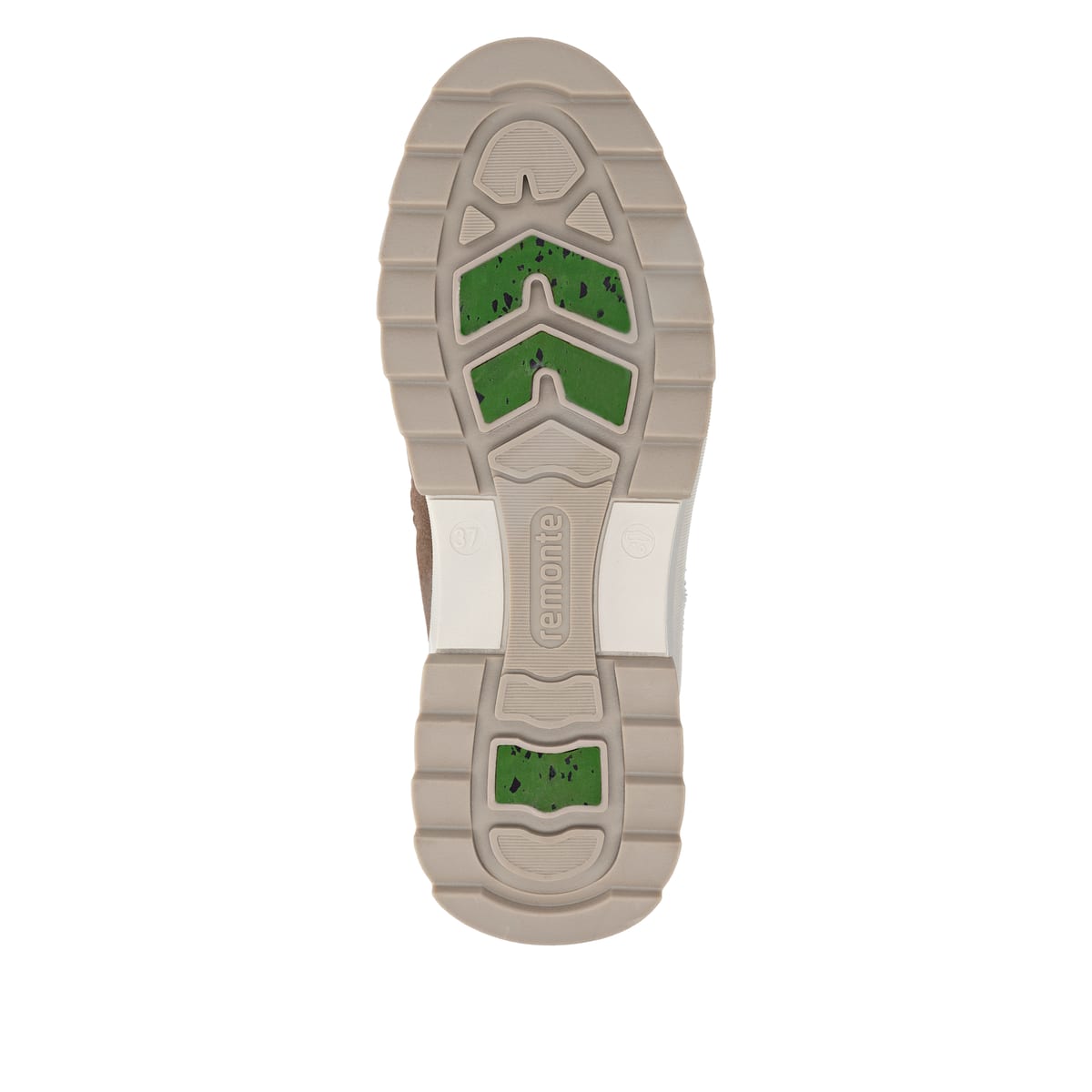 Beigebraune remonte Damen Schnürstiefel D2B75-64 mit griffiger Glass-Fibre Sohle. Schuh Laufsohle.