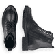 Schwarze remonte Damen Schnürstiefel D8671-01 mit einem Reißverschluss. Schuh von oben, liegend.