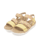 Gelbe remonte Riemchensandalen R6861-68 mit einem Klettverschluss. Schuhpaar seitlich schräg.