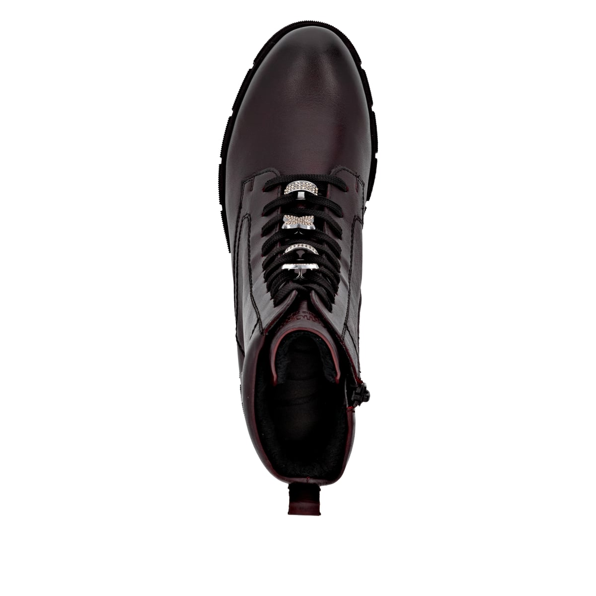 Rote remonte Damen Schnürstiefel D2S73-35 mit wasserabweisender TEX-Membran. Schuh von oben.