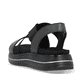 Schwarze remonte Riemchensandalen D1J50-02 mit einem Gummizug. Schuh von hinten.