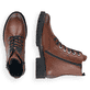 Schokobraune remonte Damen Biker Boots D8671-22 mit markanten Ösen. Schuh von oben, liegend.