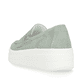 Mintgrüne remonte Damen Slipper D1C05-52 mit Elastikeinsatz sowie Komfortweite G. Schuh von hinten.
