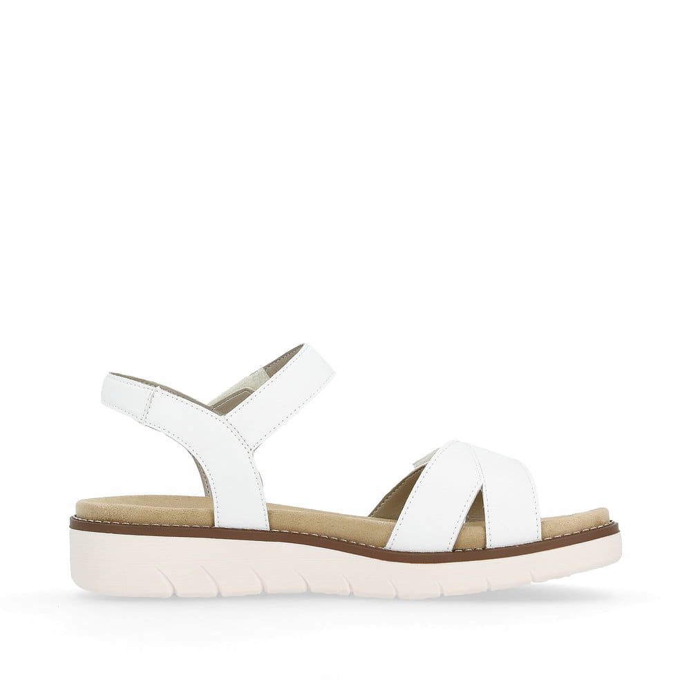 Weiße remonte Riemchensandalen D2049-83 mit einem Klettverschluss. Schuh Innenseite.