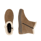 Cognacfarbene remonte Damen Kurzstiefel D4A73-24. Schuh von oben, liegend.