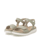 Grüne remonte Riemchensandalen D2K58-52 mit einem Klettverschluss. Schuhpaar seitlich schräg.