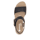 Schwarze remonte Riemchensandaletten D0N52-01 mit einem Klettverschluss. Schuh von oben.