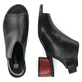 Schwarze remonte Riemchensandaletten R8770-01 mit einem Klettverschluss. Schuh von oben, liegend.