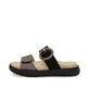 Schwarze remonte Damen Pantoletten D2N51-03 mit einem Klettverschluss. Schuh Außenseite.
